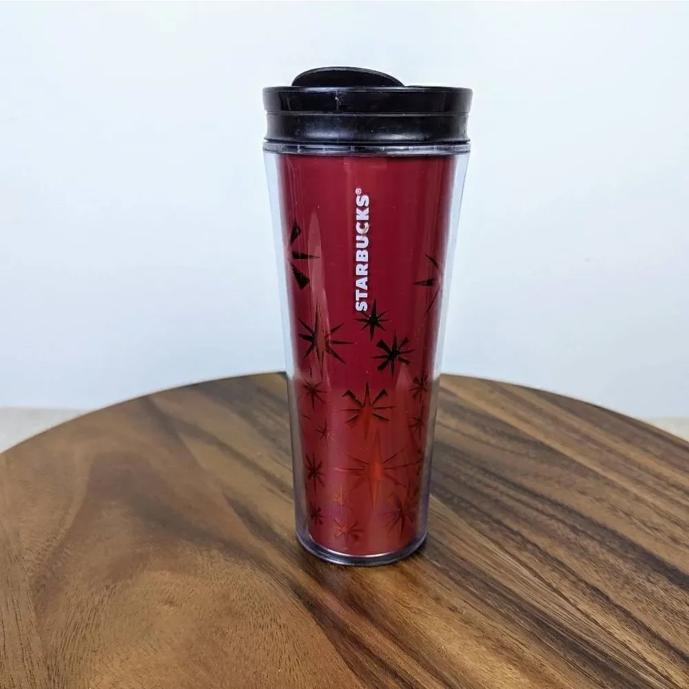 Starbucks 2011 Red and Black Travel Mug & White Regular Mug 12oz